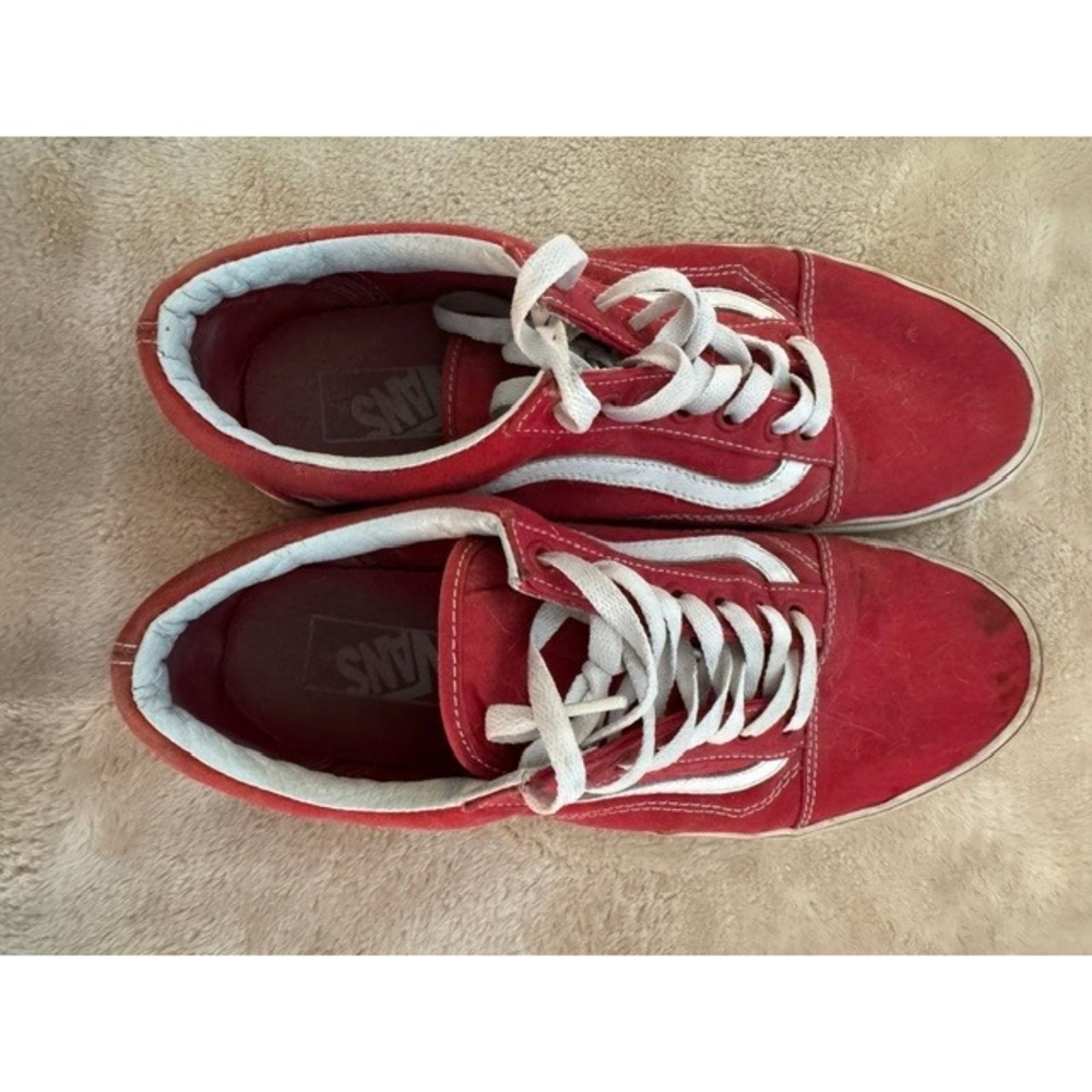 Vans Old Skool Red White Low Top Skate Shoes Mens 9.5 Womens 11 VN000D3HY28